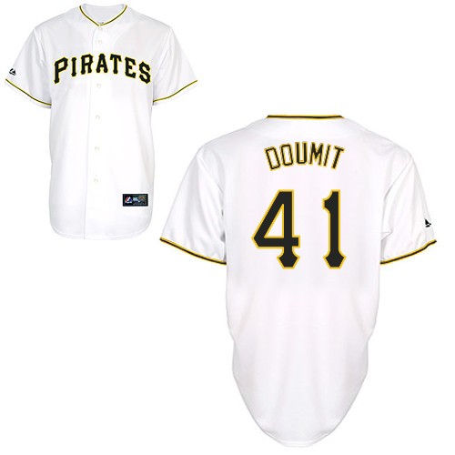 Fashionable and discount Pittsburgh Pirates 41 Ryan Doumit White Cool Base MLB Jersey Baseball MLB Jerseys